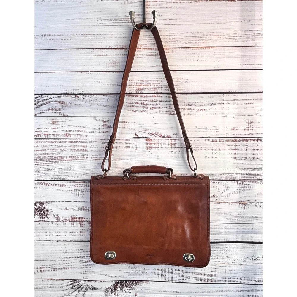 Italian Leather Briefcase Messenger Bag‎ Turnlock Medici Firenze Veg-Tanned
